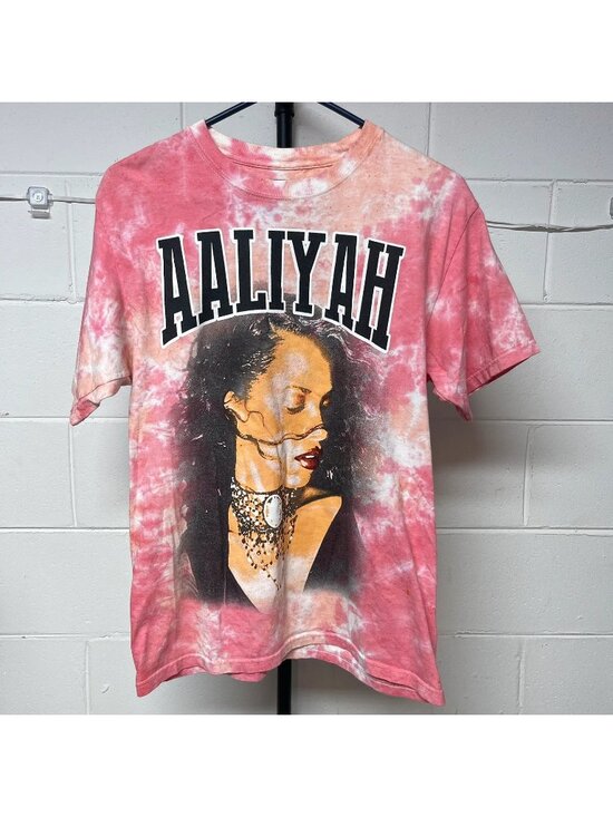 aaliyah Tops - Aaliyah Official C-Life Group Women's Pink Tie Dye Graphic T-Shirt Size M